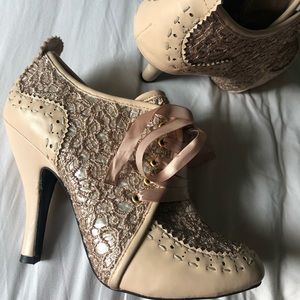 Nude lace heels